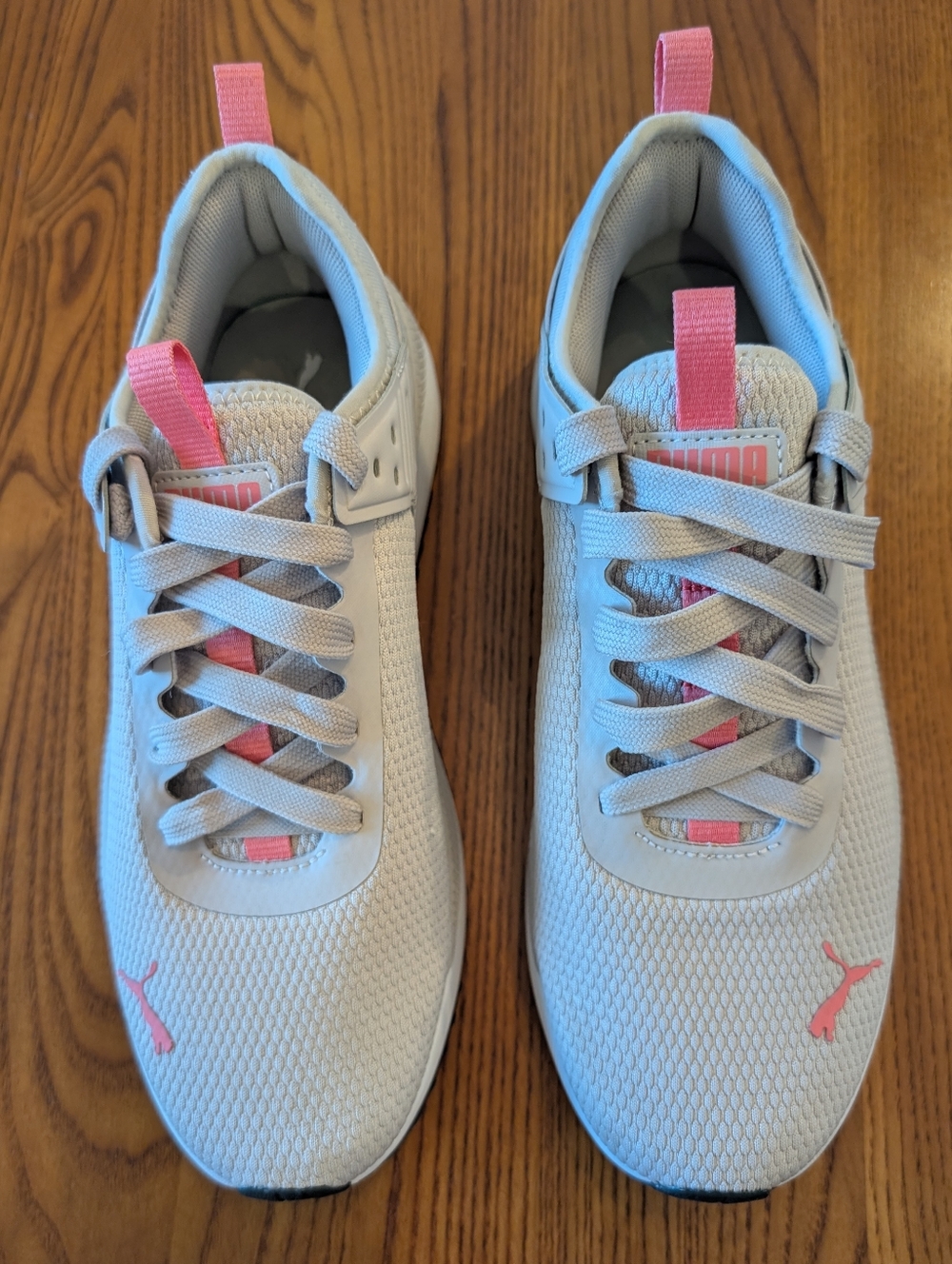 PUMA Light Gray & Pink Mesh Sneakers, Size 8.5 Women's